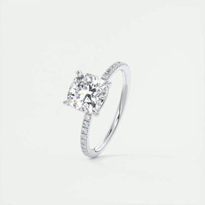 2 CT Cushion Solitaire CVD F/VS1 Diamond Engagement Ring