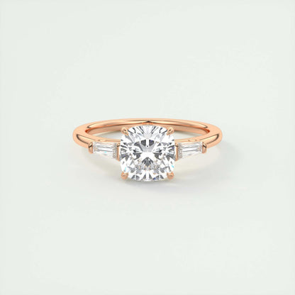 2 CT Cushion Three Stone CVD F/VS1 Diamond Engagement Ring