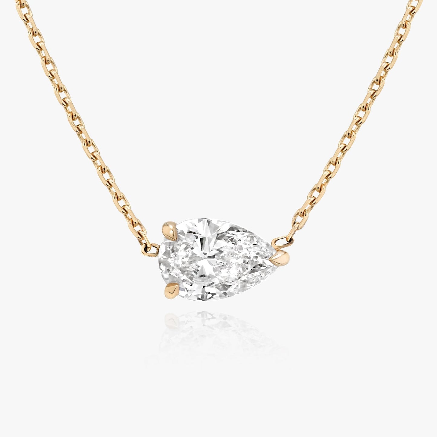 0.25 CT-1.0 CT Pear Solitaire CVD F/VS Diamond Necklace