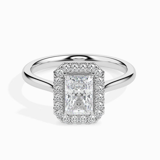 1ct Radiant F- VS Diamond Halo Engagement Ring