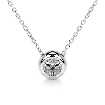 1.0 CT Round Bezel Solitaire CVD F/VS Diamond Necklace