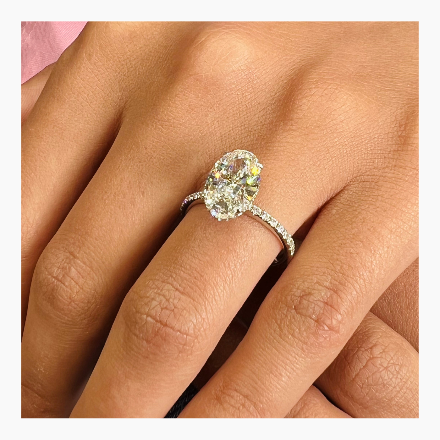 2.67ct Oval G- VS Pave Diamond Engagement Ring