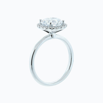 2.0 CT Round Halo CVD F/VS2 Diamond Engagement Ring