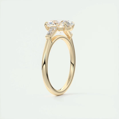 2 CT Oval Three Stone CVD F/VS1 Diamond Engagement Ring