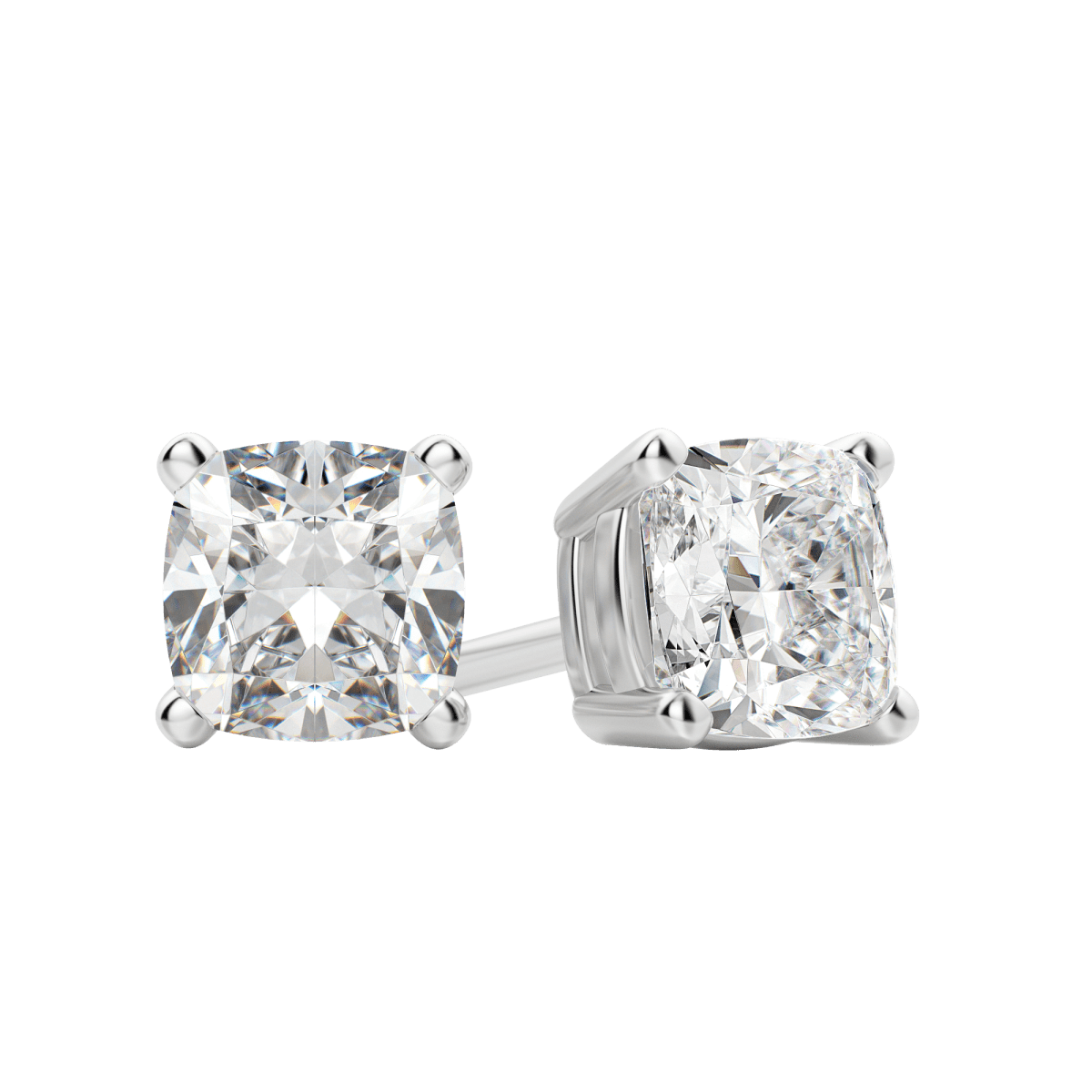 0.50 CT-2.0 CT Cushion Solitaire CVD F/VS Diamond Earrings