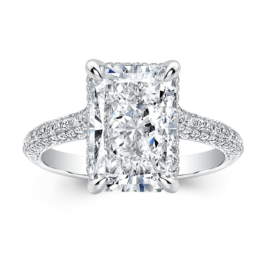 7.0 CT Radiant Hidden Halo CVD F/VS1 Diamond Engagement Ring