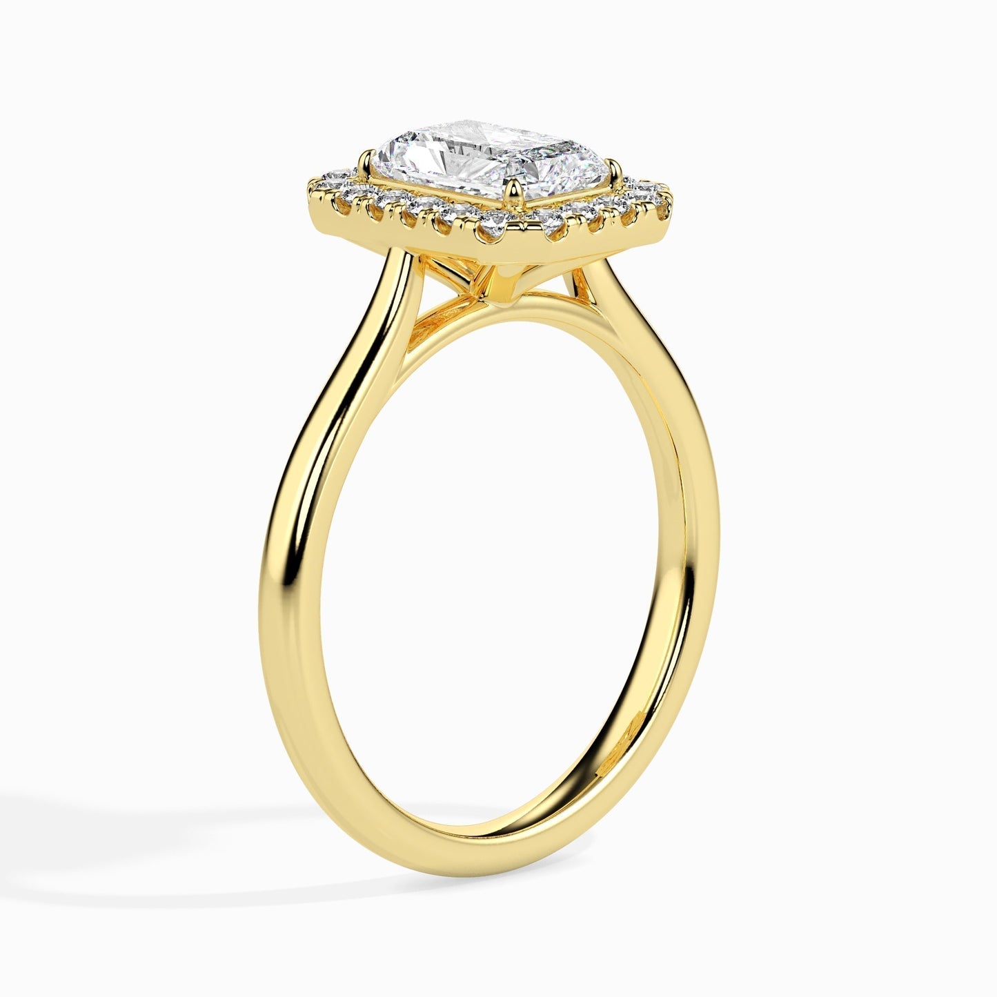 1ct Radiant F- VS Diamond Halo Engagement Ring