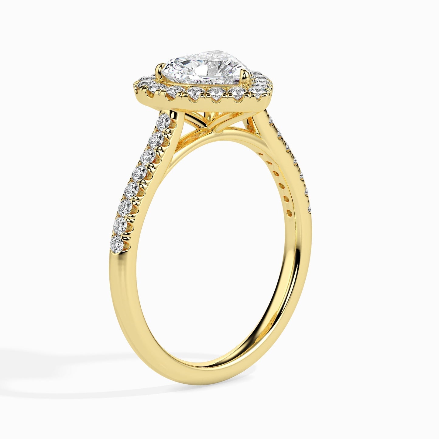 1ct Heart F- VS Diamond Halo & Pave Engagement Ring