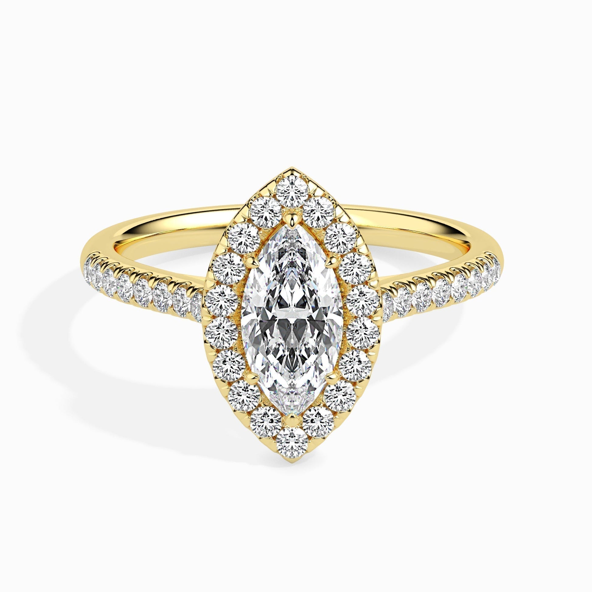 1ct Marquise F- VS Diamond Halo & Pave Engagement Ring