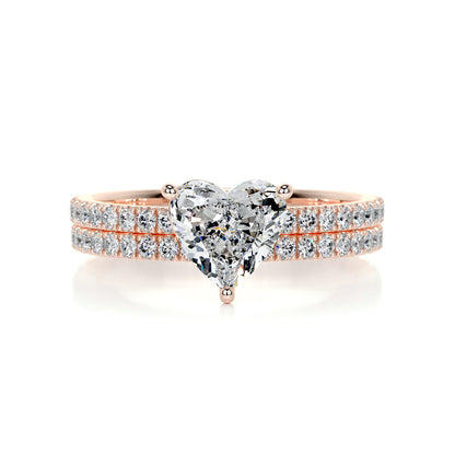 1.0 CT Heart Solitaire CVD F/VS Diamond Bridal Ring Set