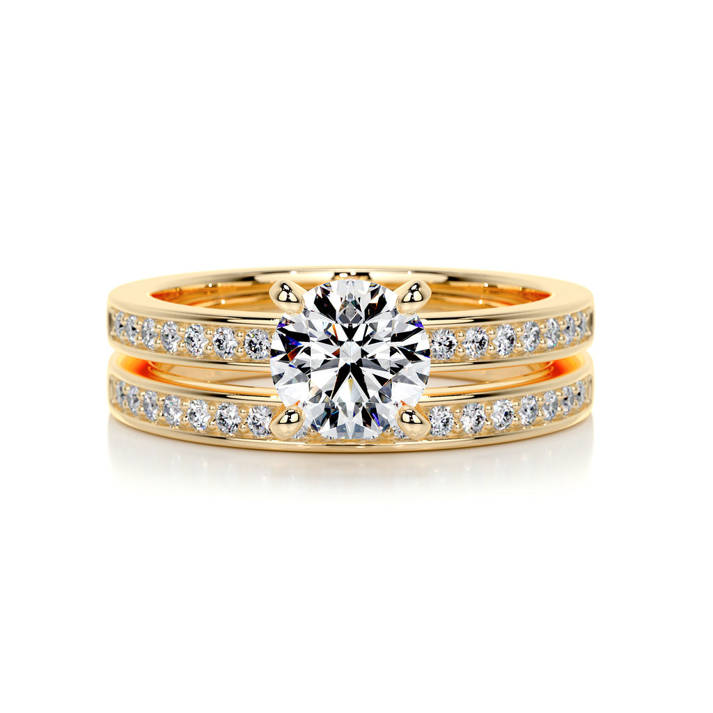 1.0 CT Round Solitaire CVD F/VS Diamond Bridal Ring Set