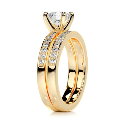 1.0 CT Round Solitaire CVD F/VS Diamond Bridal Ring Set