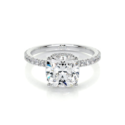 2.0 CT Cushion Hidden Halo CVD E/VS1 Diamond Engagement Ring