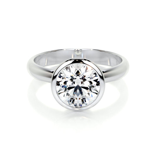 3.0 CT Round Bezel CVD F/SI1 Diamond Engagement Ring