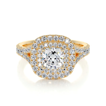 1.0 CT Cushion Double Halo CVD D/VS1 Diamond Engagement Ring