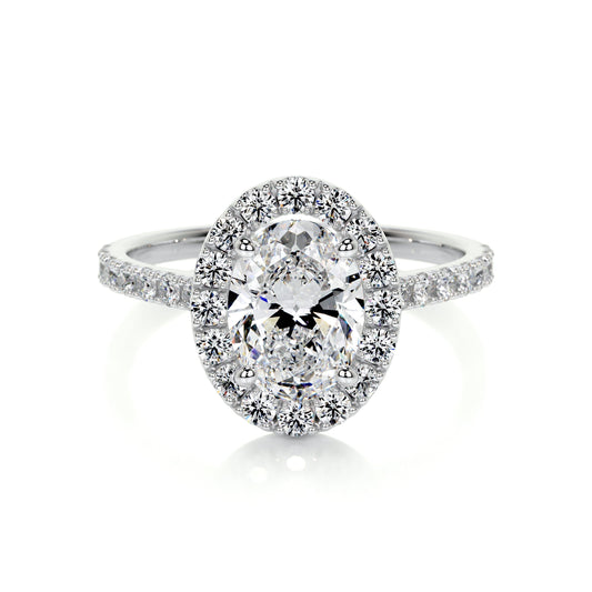 1.0 CT Oval Halo CVD F/VS2 Diamond Engagement Ring