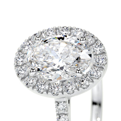 1.0 CT Oval Halo CVD F/VS2 Diamond Engagement Ring