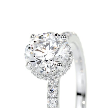 1.0 CT Round Hidden Halo CVD D/VS2 Diamond Engagement Ring