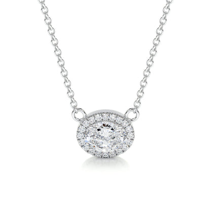 1.0 CT Oval Halo CVD F/VS Diamond Necklace