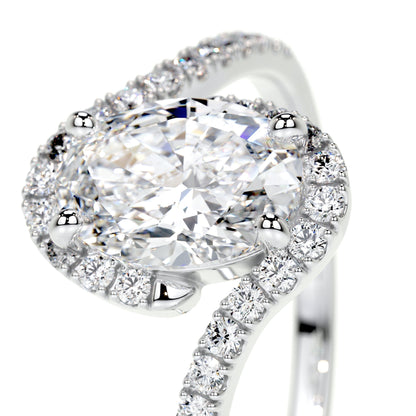 1.0 CT Oval Bypass Setting CVD E/VS1 Diamond Engagement Ring