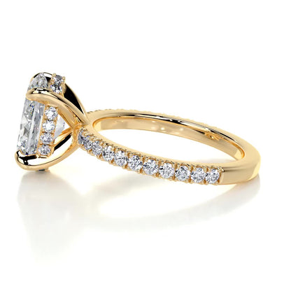 2.0 CT Oval Hidden Halo CVD E/VS2 Diamond Engagement Ring