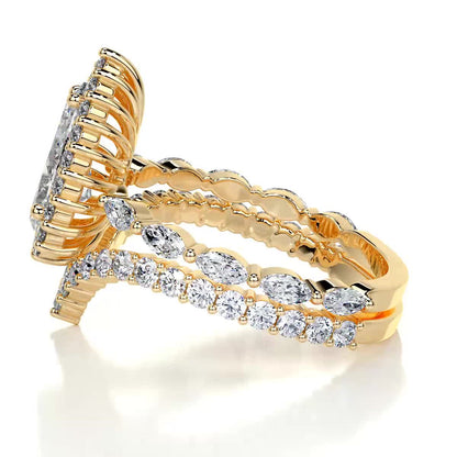 1.50 CT Pear Halo CVD F/VS Diamond Bridal Ring Set