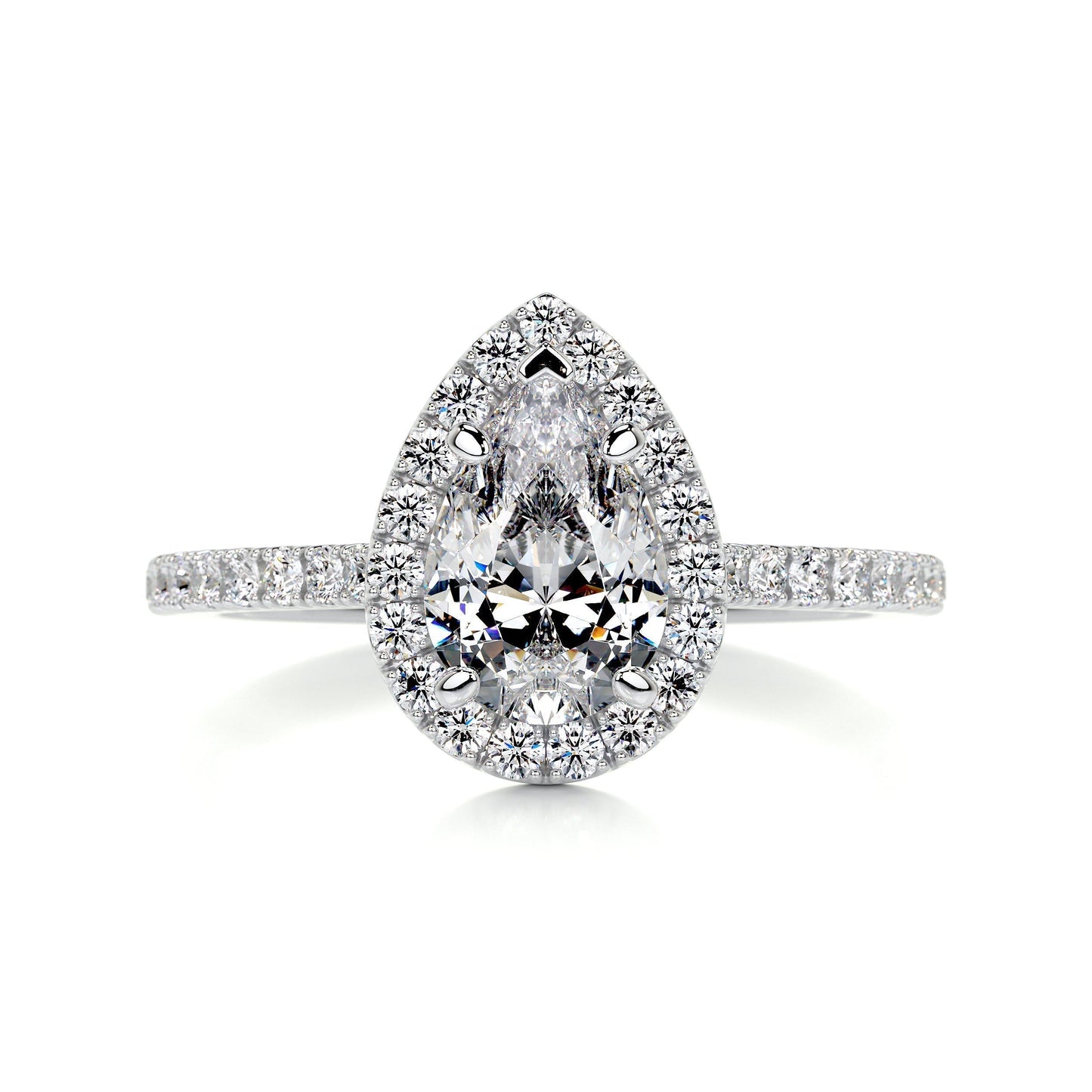 1.0 ct Pear F- VS2 Diamond Halo & Pave Moissanite Engagement Ring