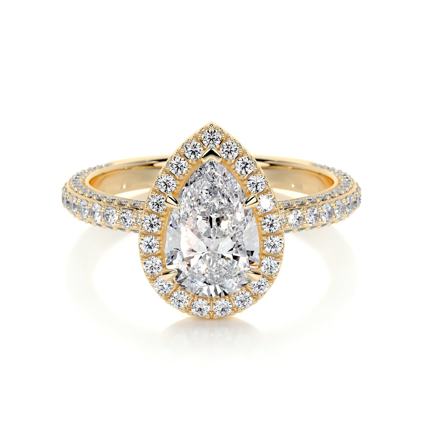 2.0 CT Pear Halo CVD F/VS2 Diamond Engagement Ring