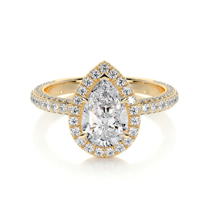 2.0 CT Pear Halo CVD F/VS2 Diamond Engagement Ring