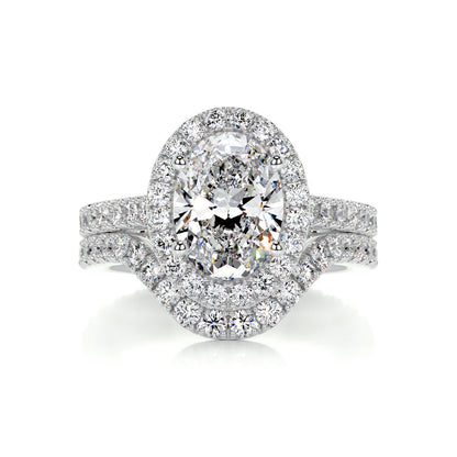 2.0 CT Oval Halo CVD F/VS Diamond Bridal Set