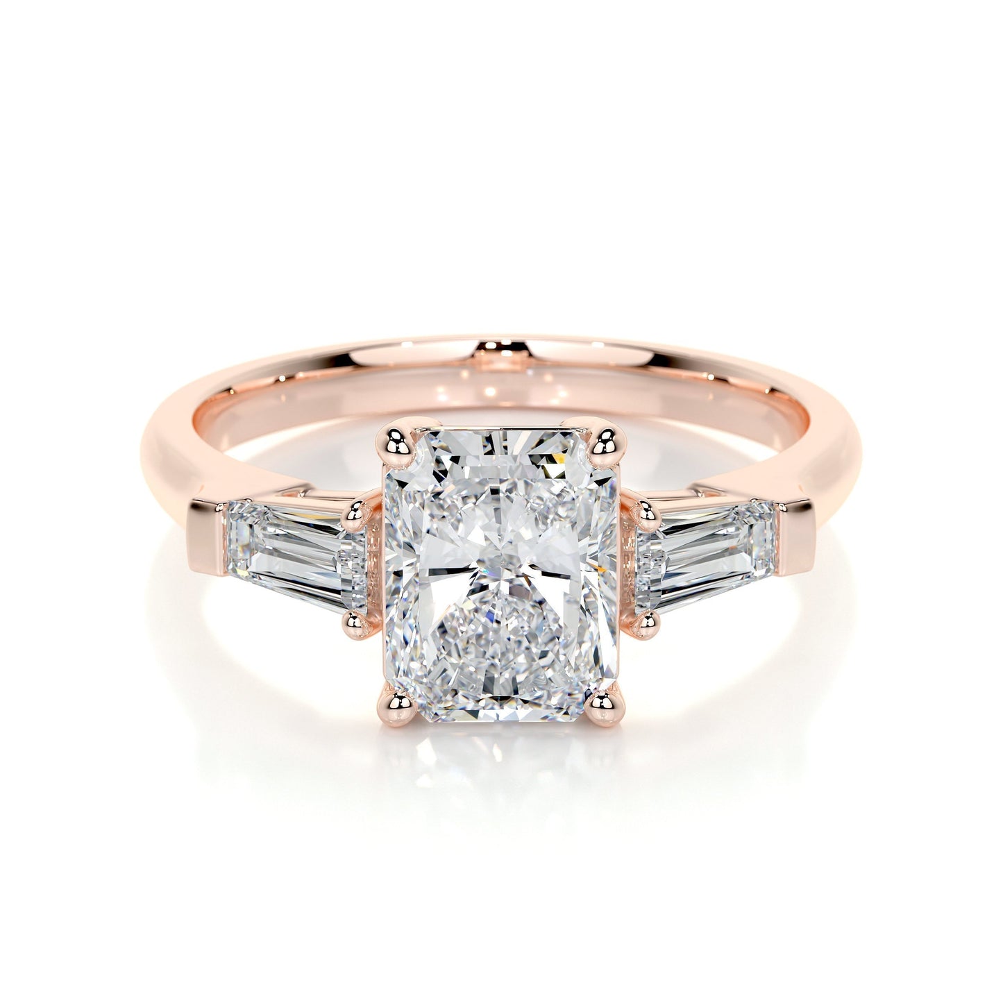 1.50 CT Radiant Three Stones CVD G/VS2 Diamond Engagement Ring