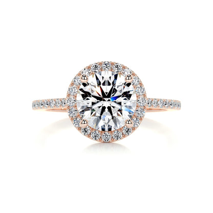 2 ct Round D- VS2 Diamond Halo & Pave Moissanite Engagement Ring