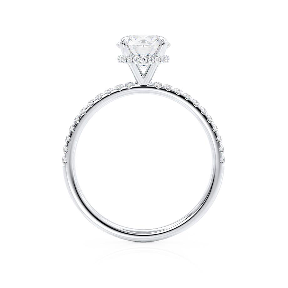 1.0 CT Round Hidden Halo CVD F/VS1 Diamond Engagement Ring