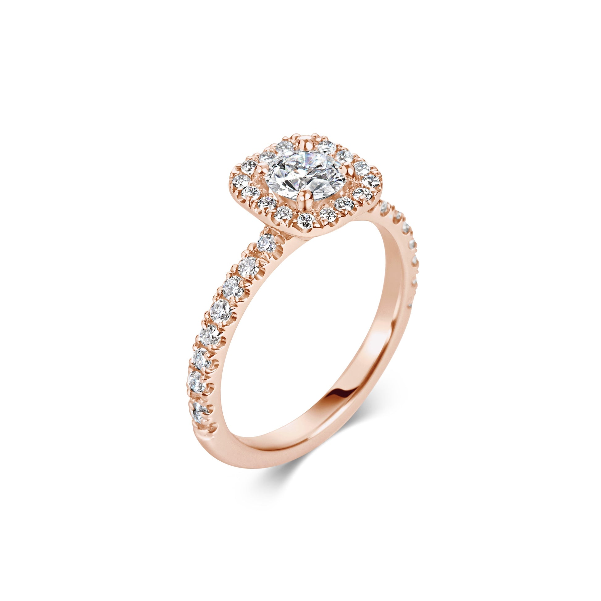 0.6 ct Cushion F- VS1 Diamond Halo & Pave Engagement Ring