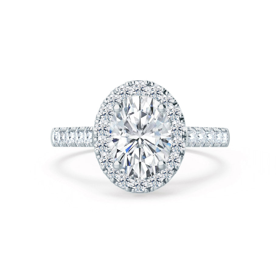 1.50 CT Oval Halo CVD F/VVS1 Diamond Engagement Ring