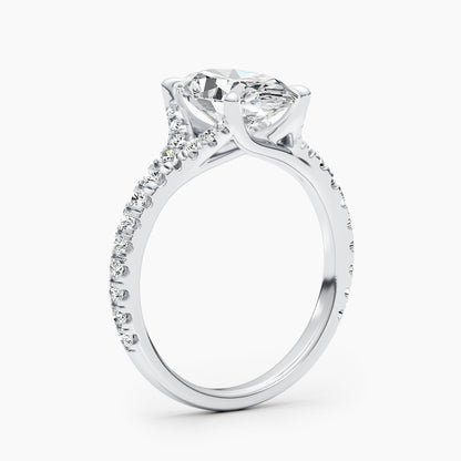 2.63ct Oval F- VS Pave Diamond Engagement Ring