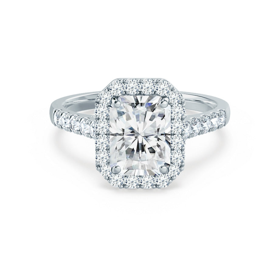 2.50 CT Radiant Halo CVD G/VVS1 Diamond Engagement Ring