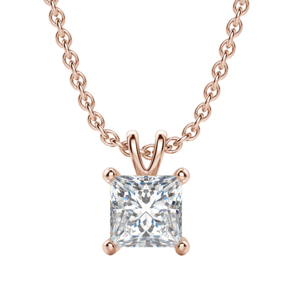 0.25 CT- 1.0 CT Princess Solitaire CVD F/VS Diamond Necklace