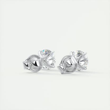 1.0 CT Round Solitaire CVD G/VS Diamond Earrings